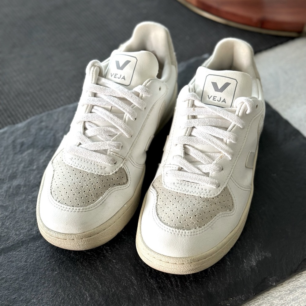 Veja V-10 sneaker in color extra white.